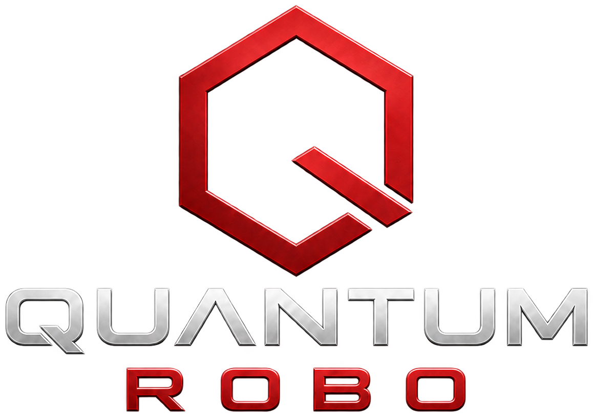 Quantum Robo logo, dark metallic variant