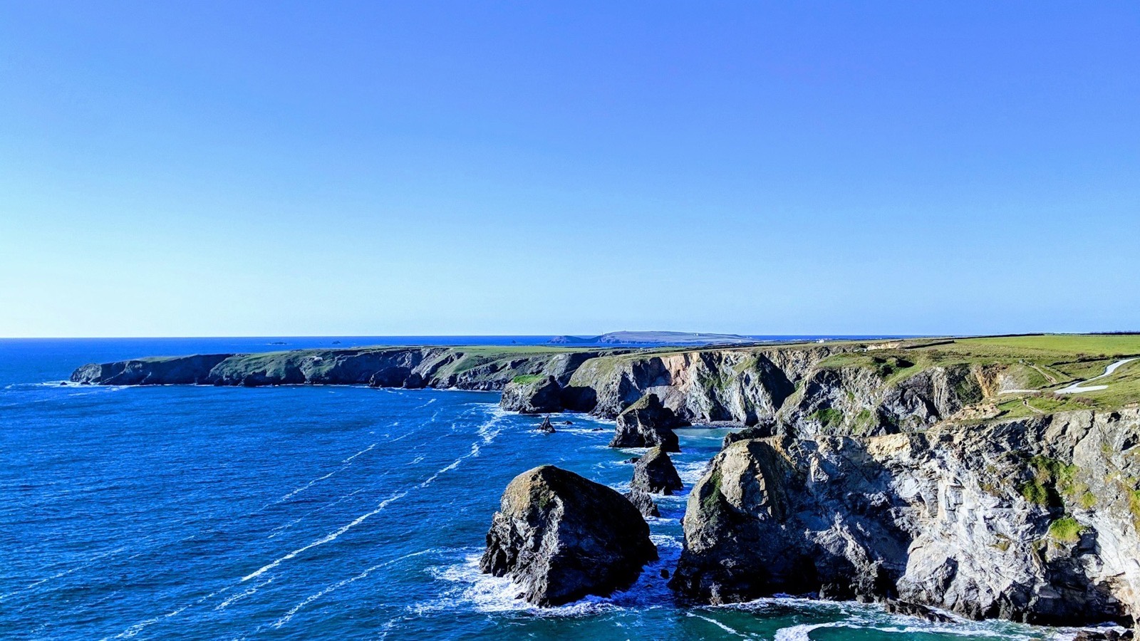 Cliffs and Atlantic surf on the north Cornwall coast path